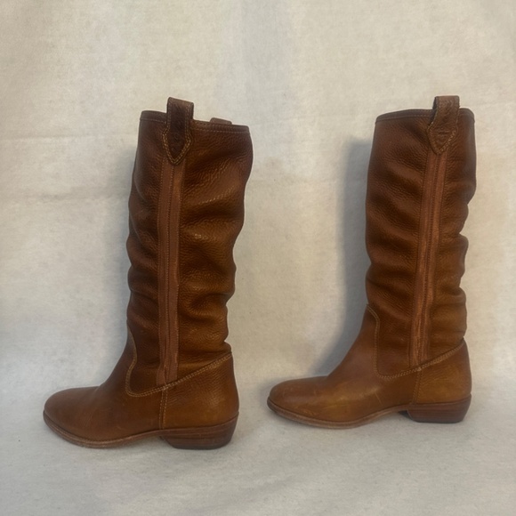 Diesel Leather Boots EU 38 US 7.5 Gently worn Wood heels 14" tall - Picture 5 of 7